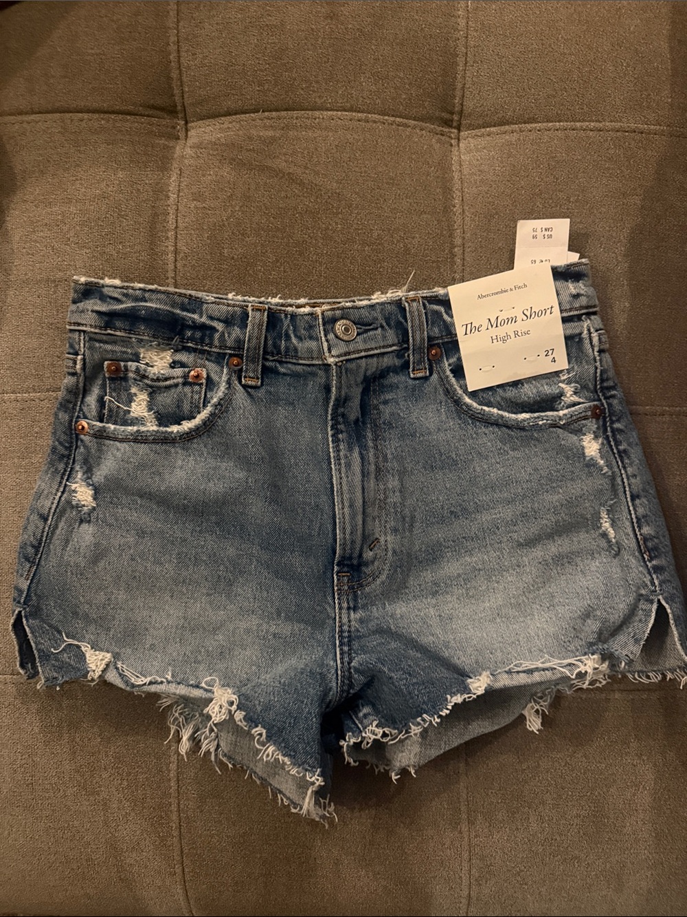 Abercrombie High Rise Denim Mom Shorts